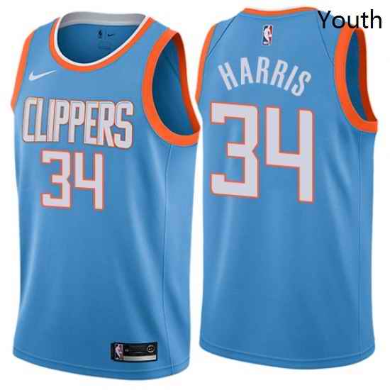 Youth Nike Los Angeles Clippers 34 Tobias Harris Swingman Blue NBA Jersey City Edition